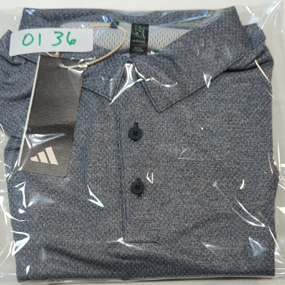 Adidas Men's Heathered Gray Polo Shirt - Picture 11 of 11